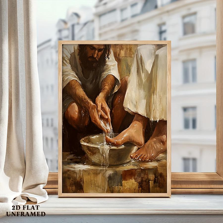 Постер "Иисус моет ноги", Печать на холсте религиозного искусства, Винтажная картина для настенного декора, Классический декор, Произведение настенного искусства, Декор для дома и общежития