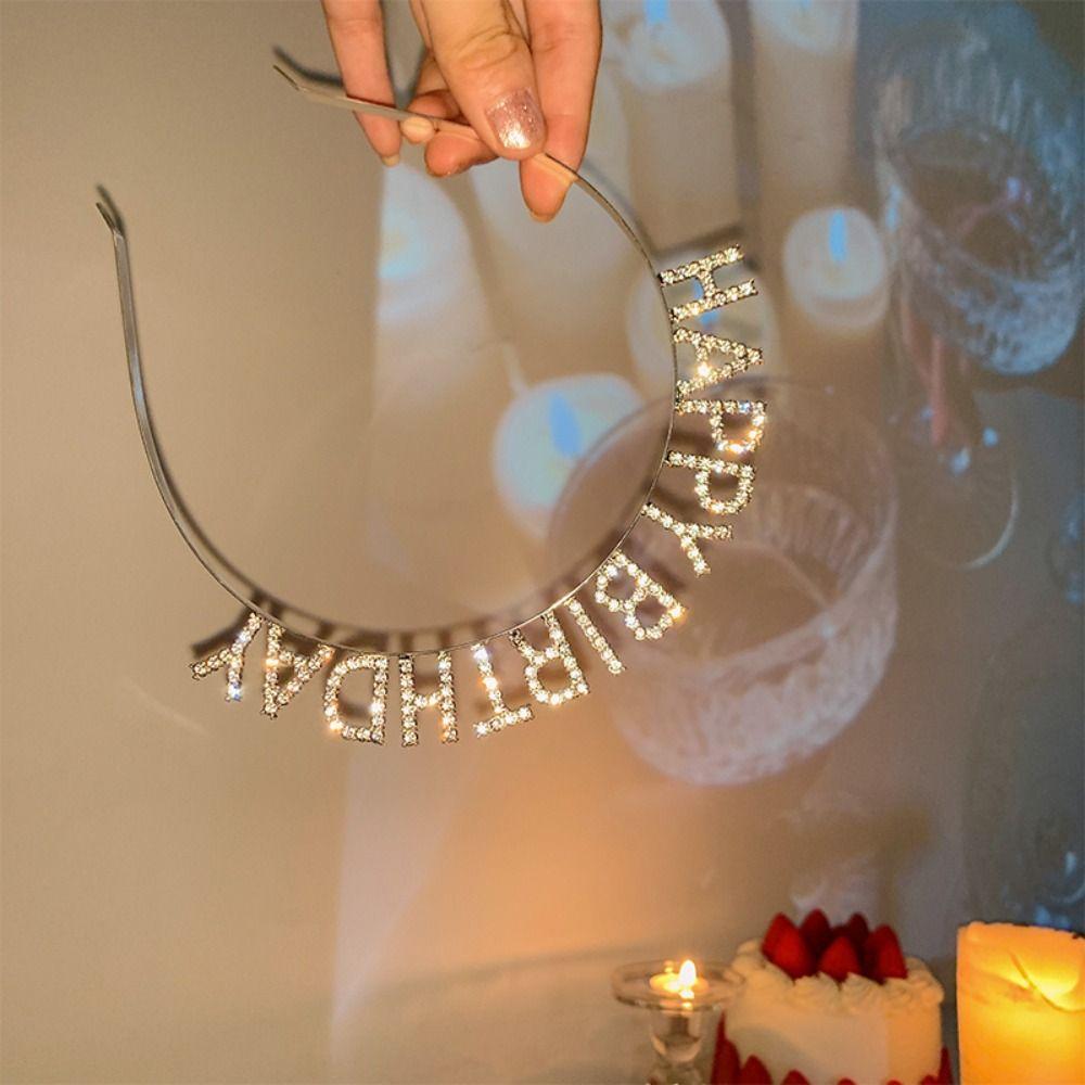 Letter Birthday Queen Headband Female Jewelry Birthday Hair Hoop  Party Atmosphere Hat