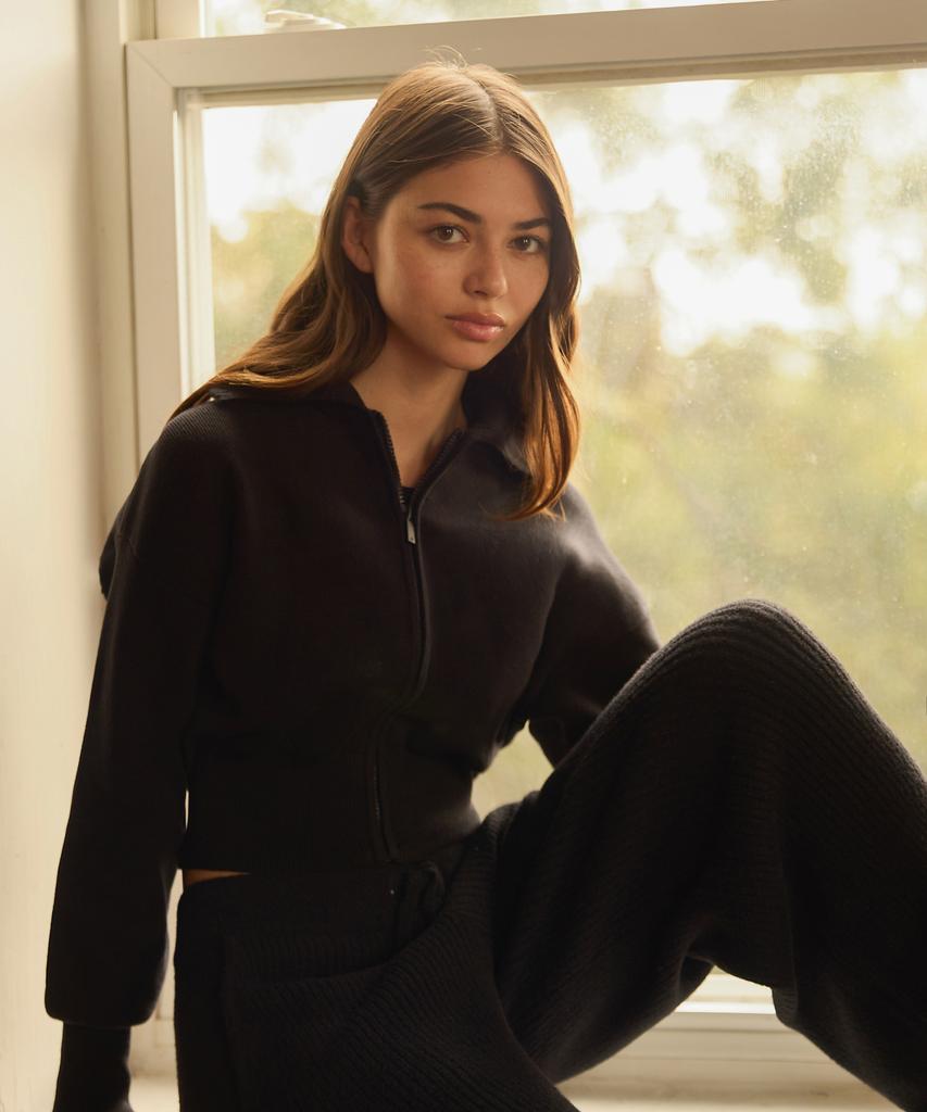 Укороченная вязаная куртка-молния Sperry_Черная [Sprj_0005]