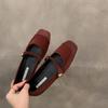 Flat-bottomed French Mary Jane Single Shoes Women's Shoes 2024 New Spring and Autumn Red Temperament Ballet Evening Shoes