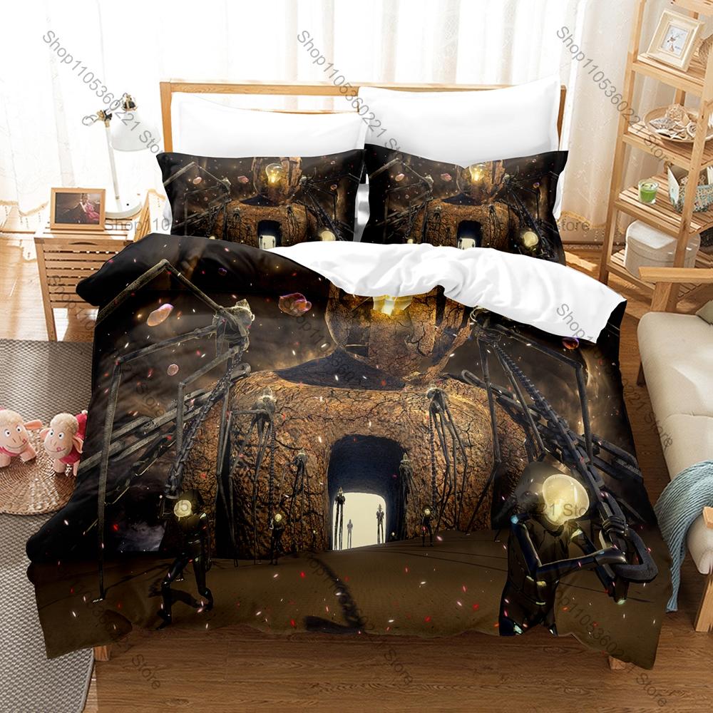 Sci Fi Robot 3PCS Bedding Set, Duvet Cover + 2 Pillowcases, Futuristic Mechanical Robot Print Soft Microfiber Bedroom Decor