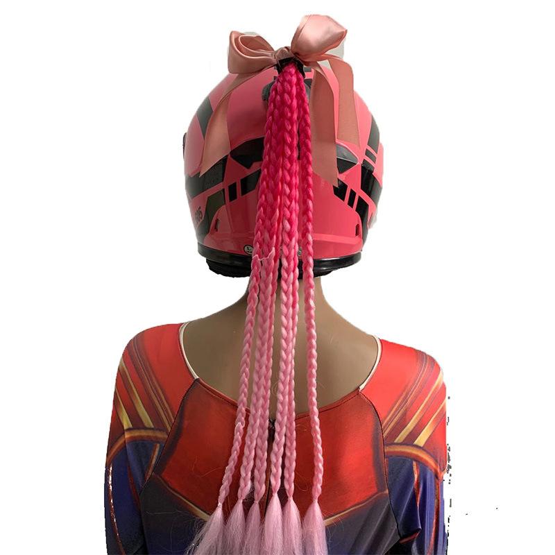 New Helmet Dirty Braids Motorcycle Woman Braids Wig Multicolor For Motorbike Helmets Decoration Punk Ponytail Headwear Universal