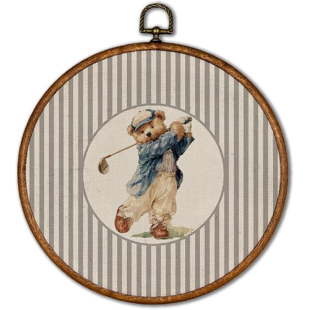 KSDUT Vintage Baseball Wall Art Decor - Retro Sports Trendy Wall Art Canvas Frame Hanging Prints, Nursery Sports Gallery Round Wall Art Decor for