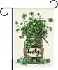 Lucky Shamrock Welcome Garden Ags for Outside,St Patricks Day Ag for Patio Yard Lawn Decoration,12x18 Inch Double Sided