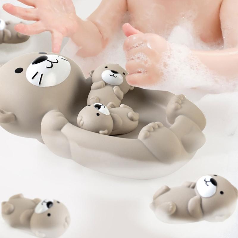 Toddler Bathing Toy Set Otters Mom and Baby Engaging Water Fun Shower Toy Otters Mom and Baby Set For Bath Time