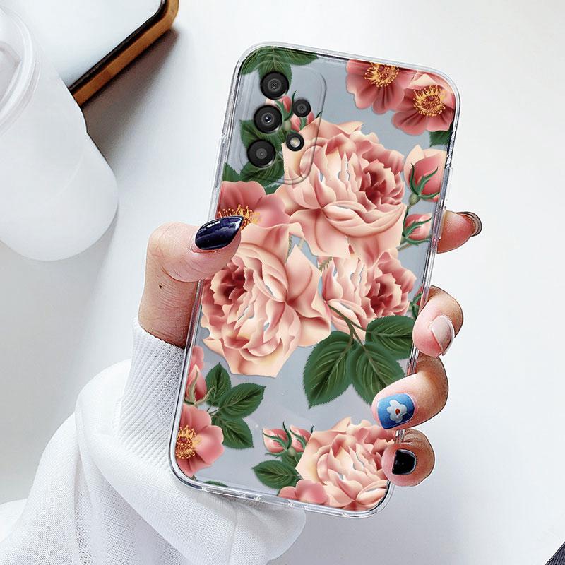Чехол для телефона Samsung A53 5G A33 Цветочный силиконовый чехол для Samsung Galaxy A73 Fundas Coque Прозрачный мягкий Capas Цветочный ТПУ
