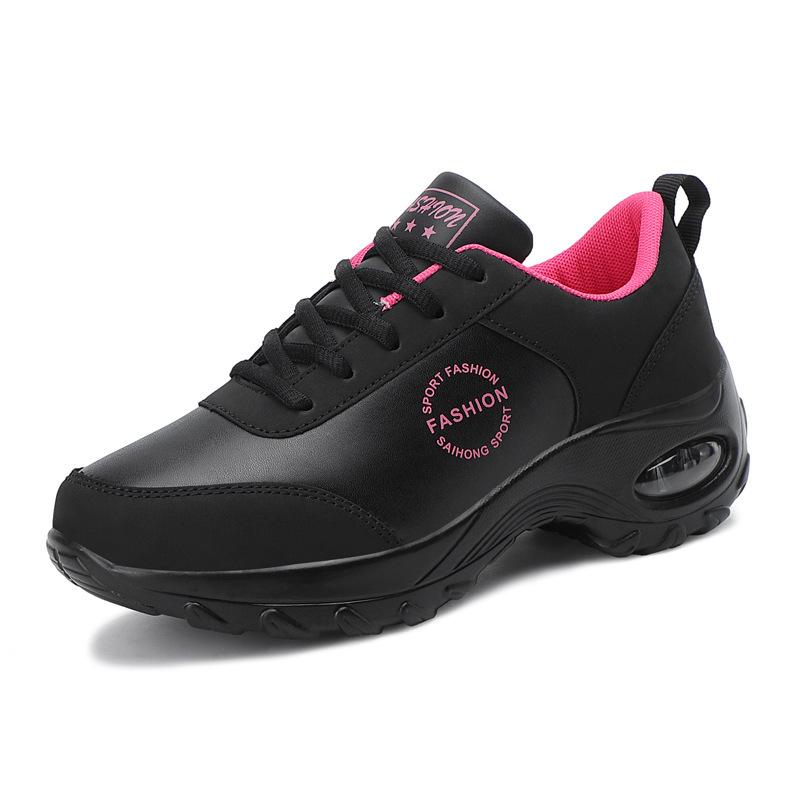 Large Size Women's Leather Sneakers Air Cushion Running Shoes Women's Non-slip Soft-soled Shoes Travel Shoes Dance Shoes