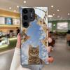 Закаленное Стекло Чехол для Телефона Samsung Для Galaxy S26, S21, S22, S23, S24, S25, FE, Ultra и Plus Серий — Милый Дизайн с Котенком