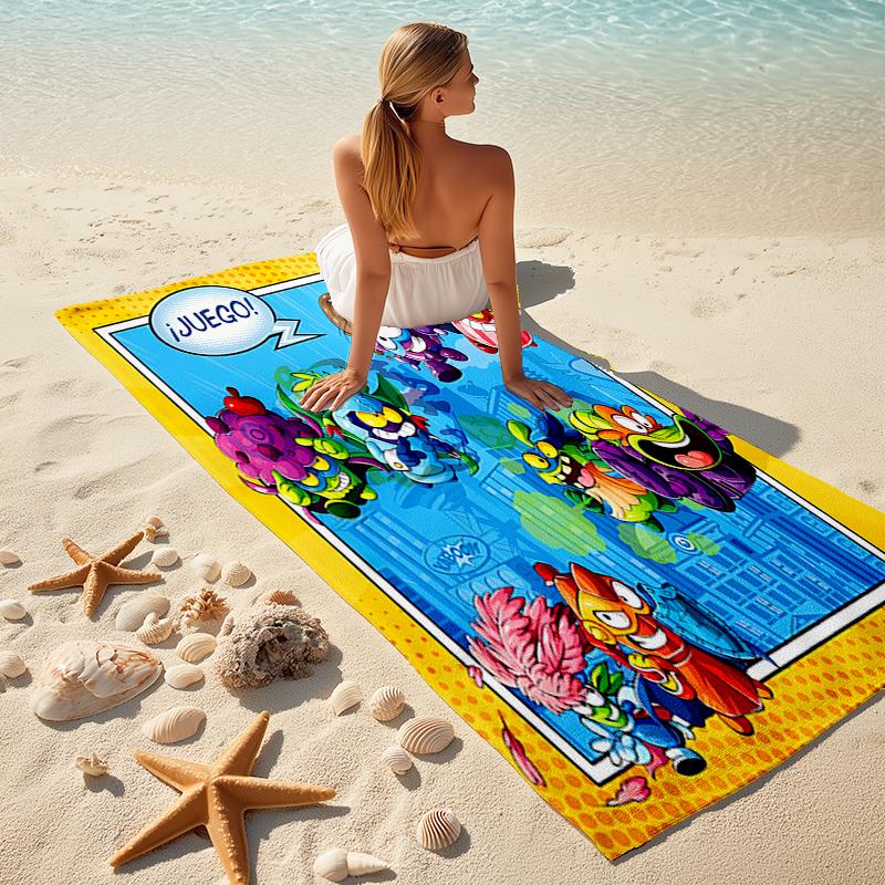 Beach Towel with Superthings3 Pattern - soft,absorbent,machine washable Lightweight&Modern,swimming,Travel Essentials
