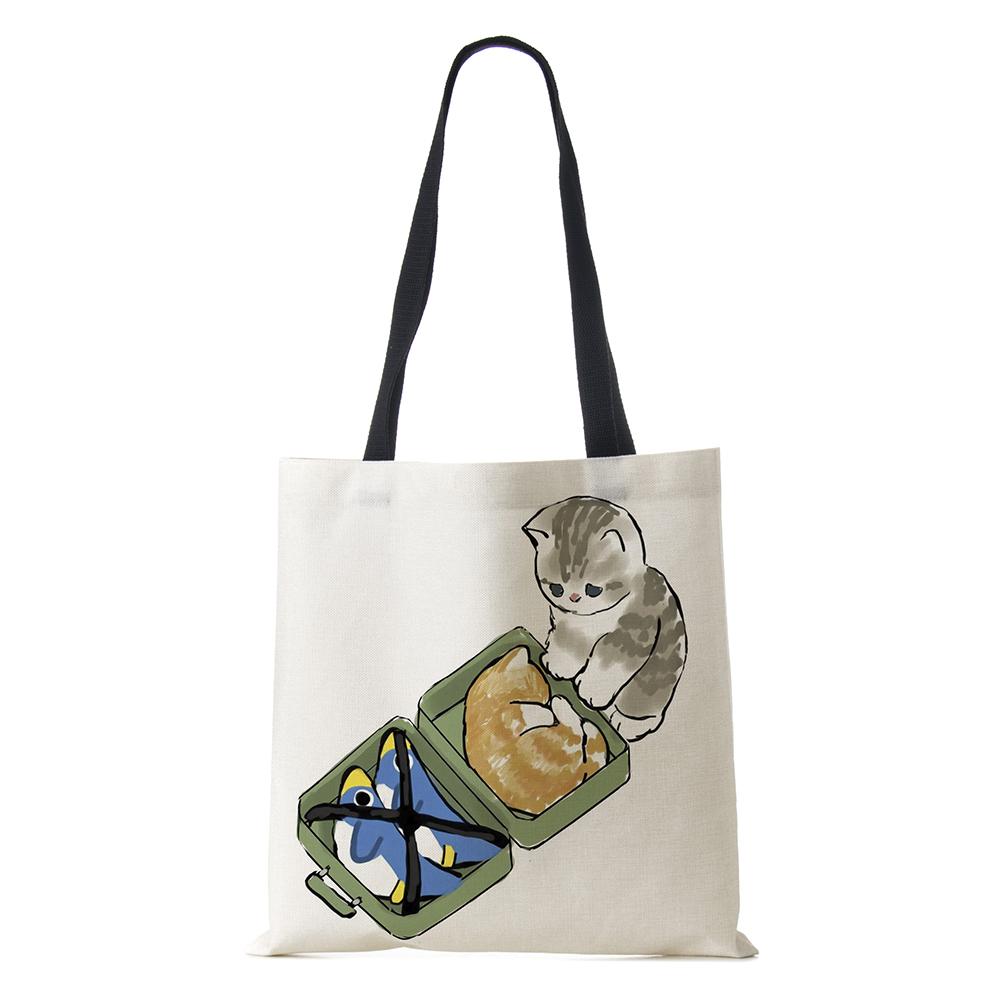 Сумка на плечо с рисунком собаки, винтажная женская многоразовая холщовая сумка-тоут в стиле Харадзюку, Повседневная складная сумка для покупок, 2022 г.