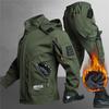 Wear-resistant Jacket Autumn And Winter Plus Velvet Cold Warmth Army Green Outdoor Overalls Suit Men's Water Jacket