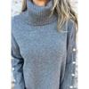 Autumn and Winter Casual High Collar Button Women's Knitted Sweaters