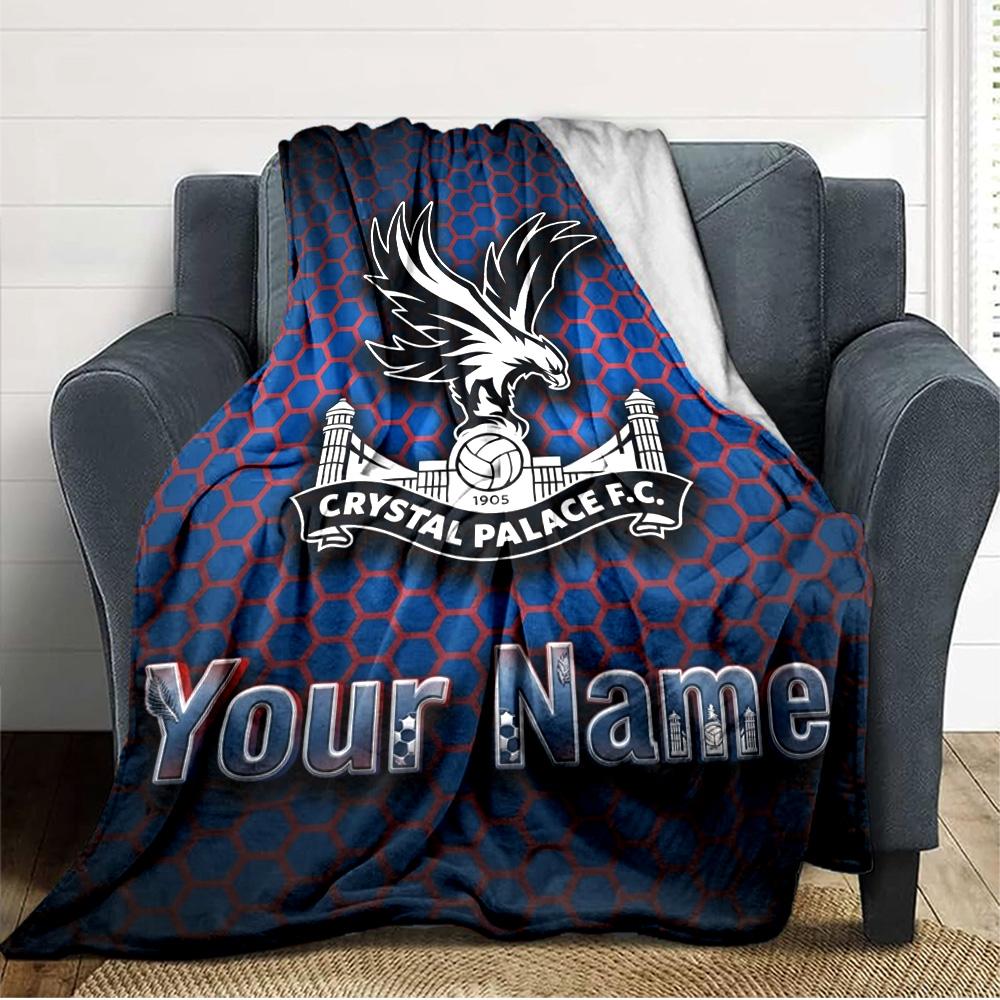 Name Custom Crystal Palace FC Print Flannel Blanket High Quality Warm Comfortable Cover for All Seasons Perfect for Gifts Home Decor