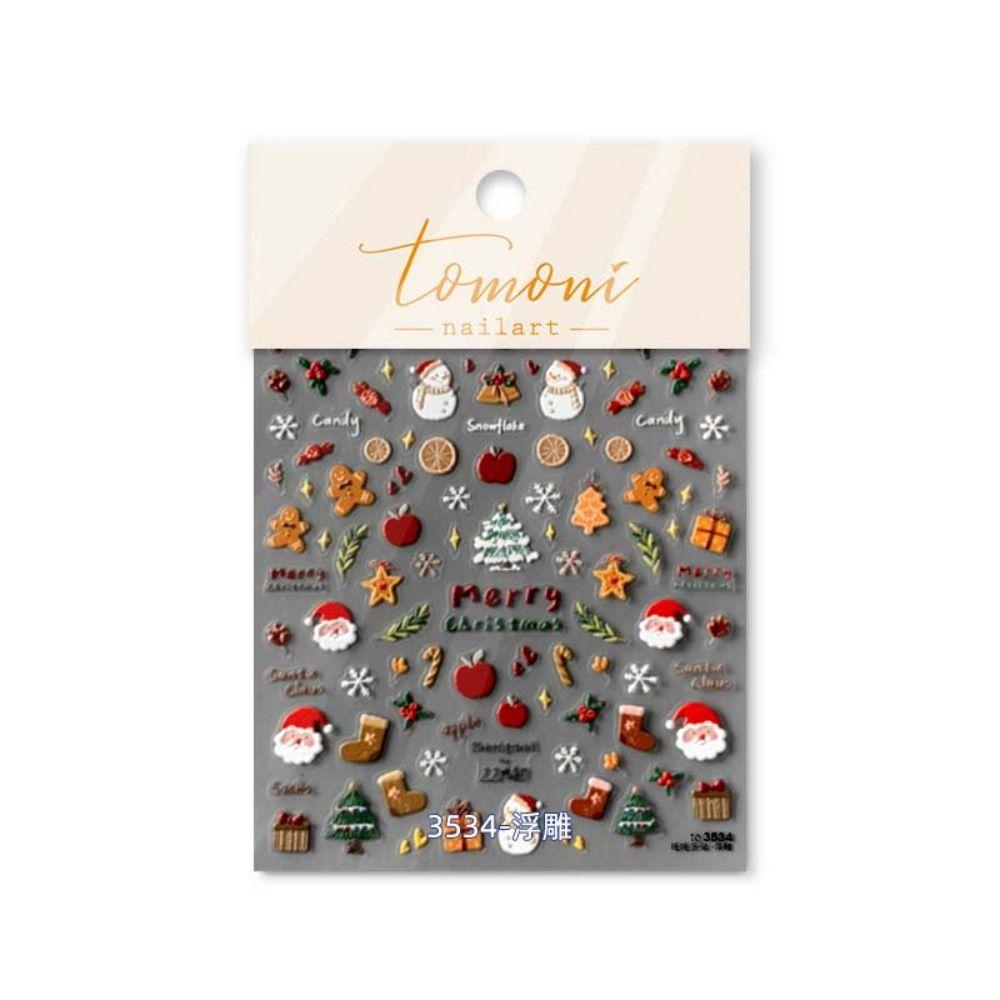 Embossed Stickers Christmas Nail Decals Christmas Nail Charms Christmas Nail Decorations  Winter