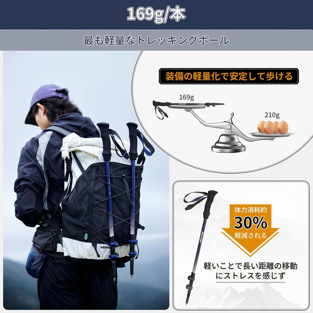 Naturehike Официальный магазин треккинговых палок из карбона 169 г набор из 2 палок для скалолазания регулируемая сверхлегкая унисекс трость для ходьбы с аксессуарами