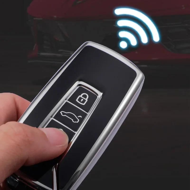 Чехол для ключа из ТПУ для VW Volkswagen Touareg 2019-настоящее время 3 кнопки Автомобильный пульт ДУ Защитный аксессуар Брелок