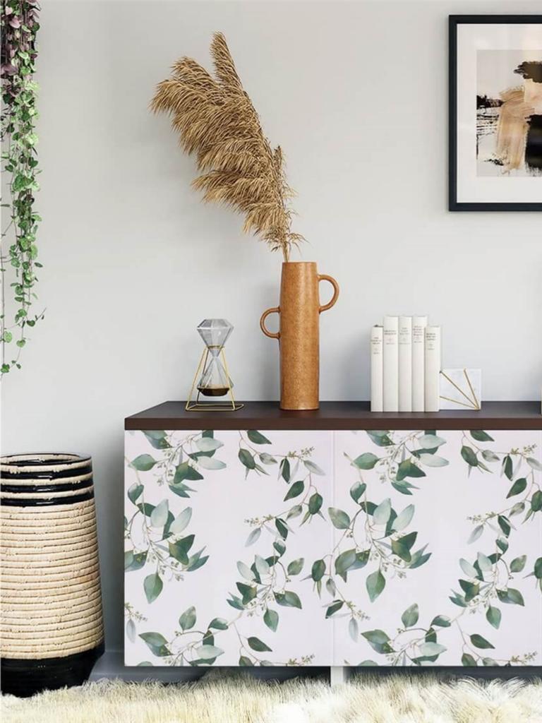 Виниловые обои с зелеными листьями, самоклеящаяся контактная бумага, съемные водонепроницаемые обои для реставрации мебели