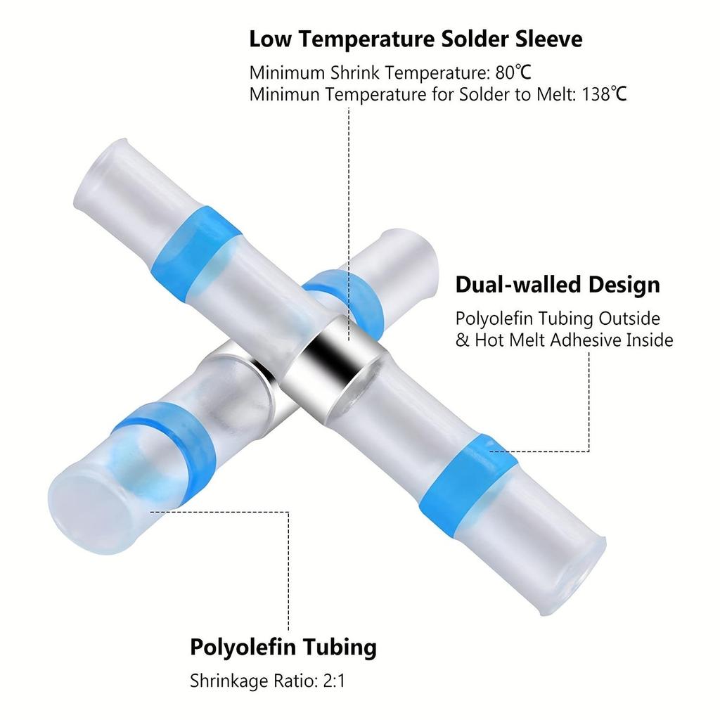 300/800/1000Pcs Waterproof Solder Seal Wire Connectors Terminals Splice Electrical Copper Kit Heat Shrink Automotive Marine Insulated