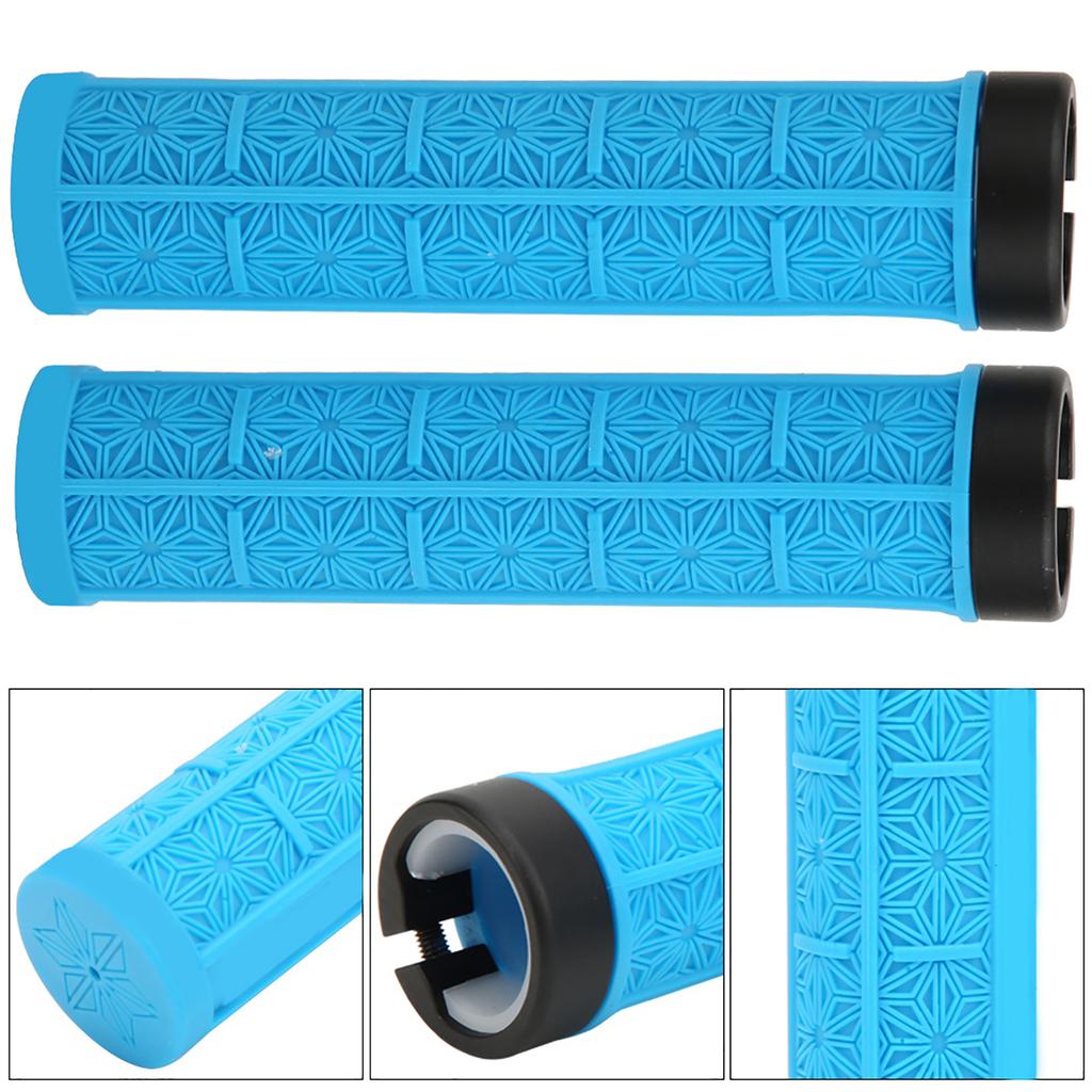 1Pair Mountain Bike Silicone Handlebar Grip Cover Unilateral Locked Non slip Bicycle Accessory(blue )