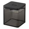 Tower Square Storage Container with Spoon and Valve, Black, Approx. W9.2 X D9.2 X H10.2cm, for Seasonings and Tea Leaves, Anti-oxidation, 546