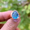 Pear Cut Blue Topaz 925 Sterling Silver Rose Gold Fill Ring Jewelry, Topaz Artisan Gift Ring Jewelry
