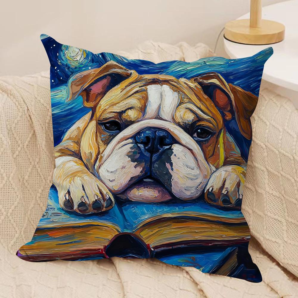Catoon Starry Sky Dog Cushion Cover Silky Short Plush Double-Sided Printed Pillow Case for Sofa All Seasons Home Decor Gift