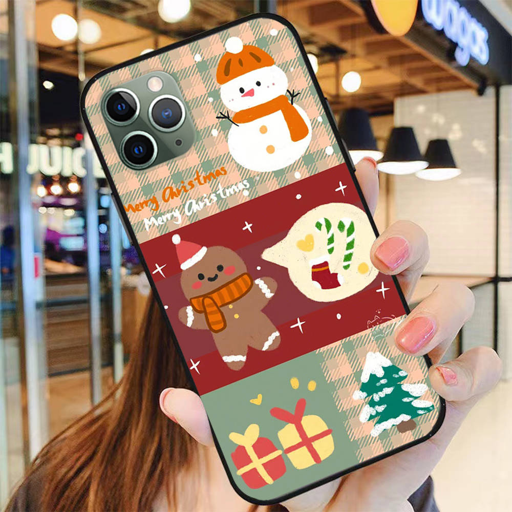 BS-13 Силиконовый чехол Happy Merry Christmas для iPhone 15 14 Xiaomi POCO M6 F6 Redmi Note 13 12 13C 8 9 Samsung S24 S23 S22 S21 FE Pro Plus Ultra