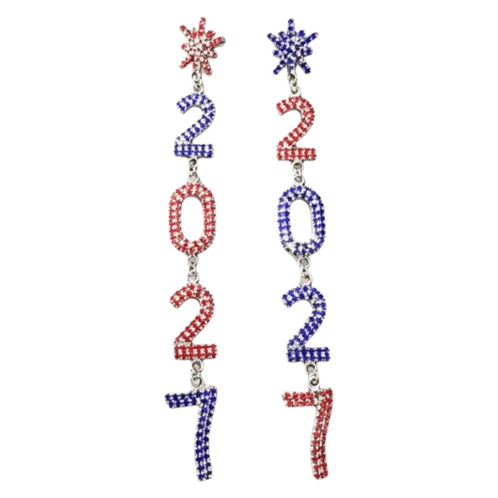 1 Pair/Set Fashion 2027 Digital Earrings 2027 Number Pendant Earrings Celebration Holiday