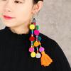 Retro Contrasting Pom-pom Earrings, Exaggerated Personality, Bohemian Vacation Long Fringed Temperament Earrings for Women
