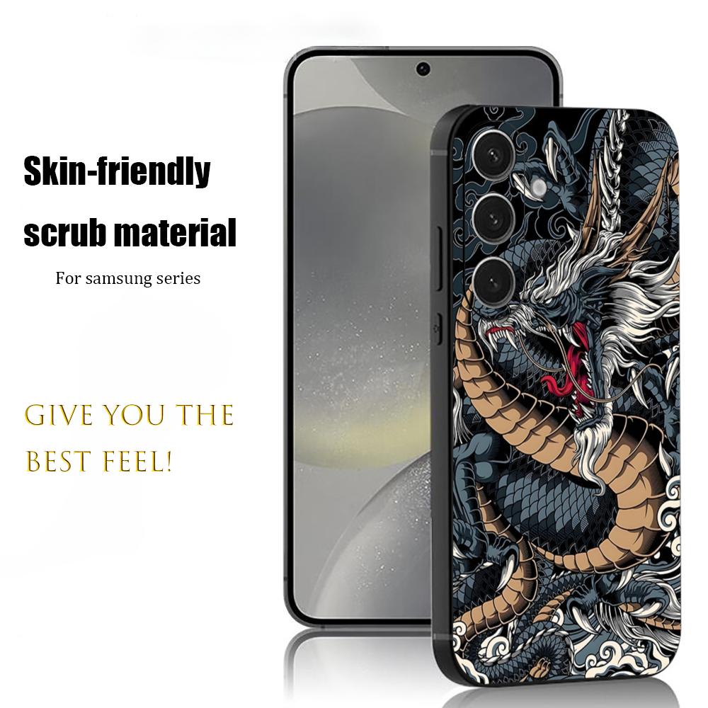 Популярный чехол для телефона с японским драконом для Samsung Galaxy S26 S25 S24 S23 S22 S21 Plus Ultra Note20 Мягкий Черный