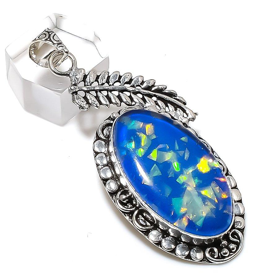 Подвеска из натурального синего тройного опала из серебра 925 пробы 2,56 дюйма a5V02