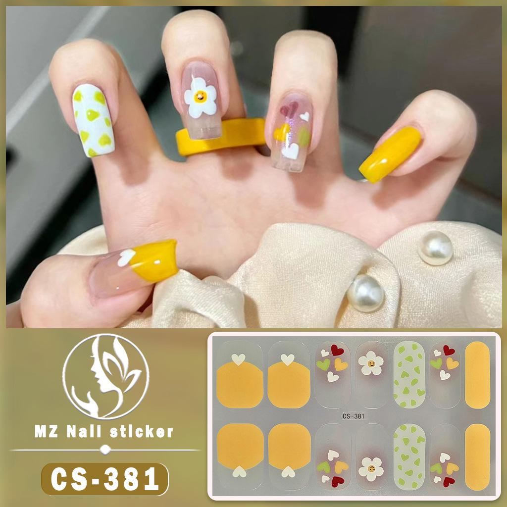 CS Waterproof No-Cure Gel Nail Wraps, Full Cover Chinese Style Panda Pattern Nail Stickers, Nail Patch Films