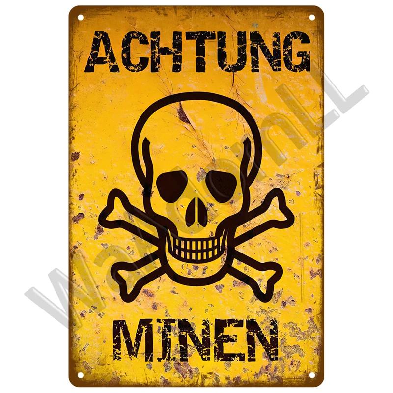 Retro Caution Metal Sign for Bar Pub Garage Vintage Russian Warning Decor for Home Walls