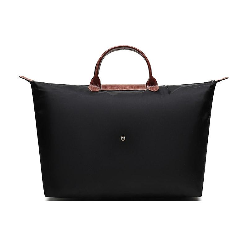 Longchamp Le Pliage 45 Original Переработанный Полиамид Холст и Большая Коровья Кожа Дорожная Сумка-Тоут Женская Сумка-Тоут Черный 1624089001