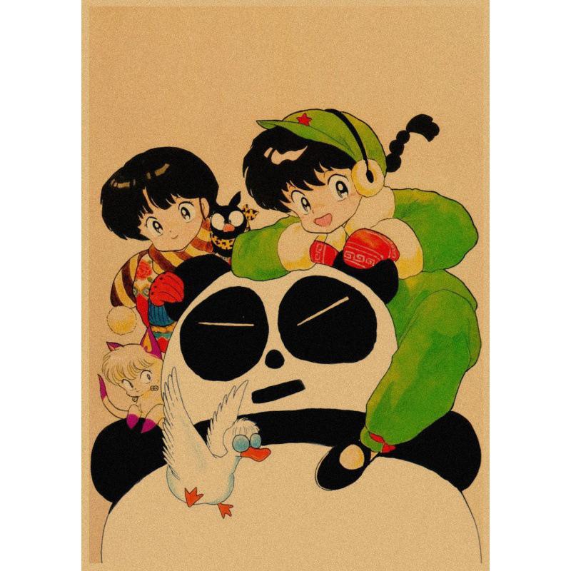 Большой Декоративный Аниме Постер Ranma - Ретро Настенное Искусство на Крафт-бумаге для Бара или Кофейни