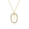  Sterling Color Gold Tone 26 Letters Z Alphabet Initial Long Chain Necklaces Ovals High End Jewelry Crystal Stone Cubic Zircon ChokerLuxury