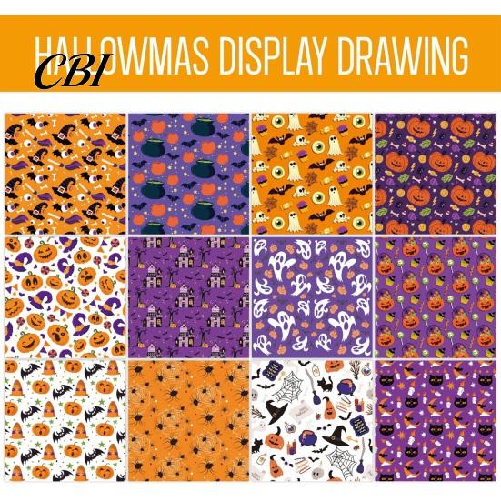 Paper Crafting Halloween Supplies 12 Sheets Scrapbook Set, 6x6in Double-Sided Craft Paper, Pumpkin Large Area Ghost Bat Pattern Decorative for