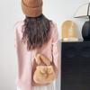 Cute Ball Faux Fur Shoulder Bags for Women Winter Furry Bowknot Bucket Crossbody Bag Solid Color Female Soft Plush Handbags
