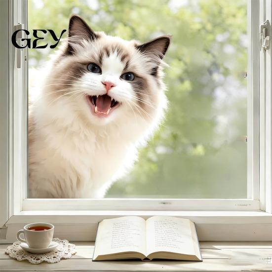 PVC Window Sticker Cute Animal Peeking Cling, Funny Cat/Dog/Donkey Sticker, Removable Glass Static Decals for Bedroom Window, Door, Mirror, Home Decor