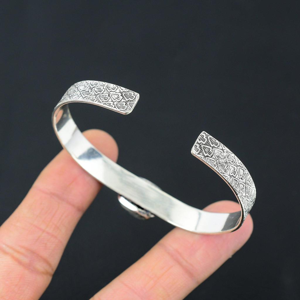 Natural Sodalite Gemstone Bangle Adjustable 925 Sterling Silver For Women