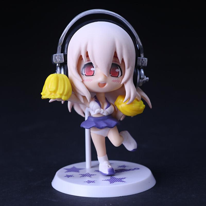 10 см Аниме Фигурка Super Sonico Рабочий Купальник Костюм Шасси Q Версия Модель Куклы Игрушка Подарок Коллекционная В Коробке Украшение ПВХ Ткань