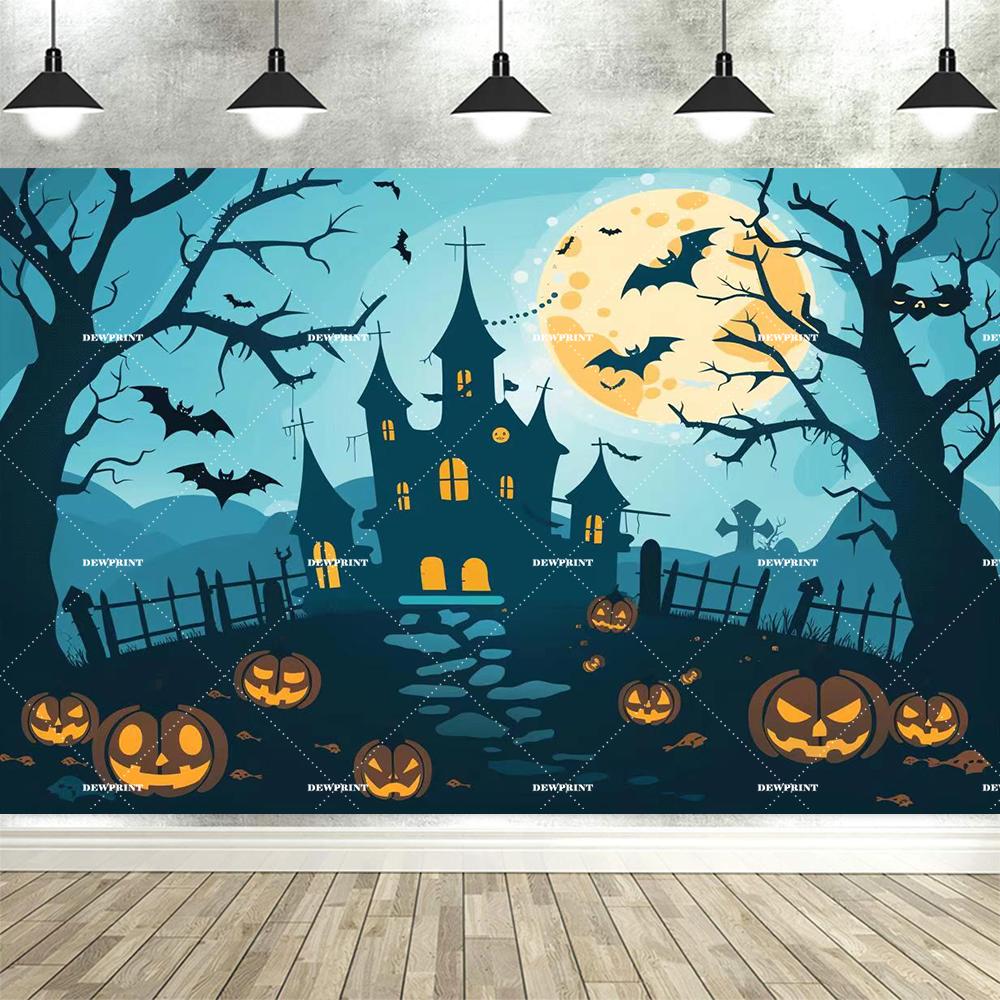 Spooky Cartoon Halloween Backdrop Cute Cat Ghost Happy Halloween Banner Halloween Backgrounds for Kid Photography Party Supplies324