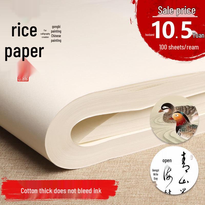 100 Sheets Calligraphy Brush Practice Paper - Semi-Ripe Xuan for Beginners & Chinese Painting