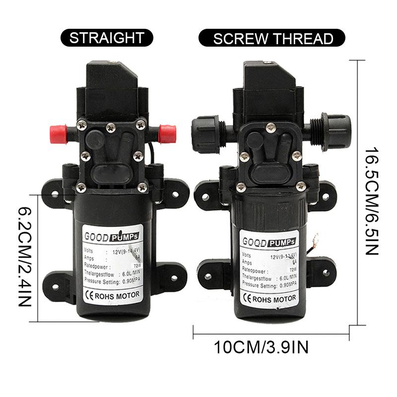 Electric Water Pump Black Micro High Pressure Diaphragm Water Sprayer Car Wash 12 V Adapter Agricultural DC12V 72W 120PSI 5L/MIN