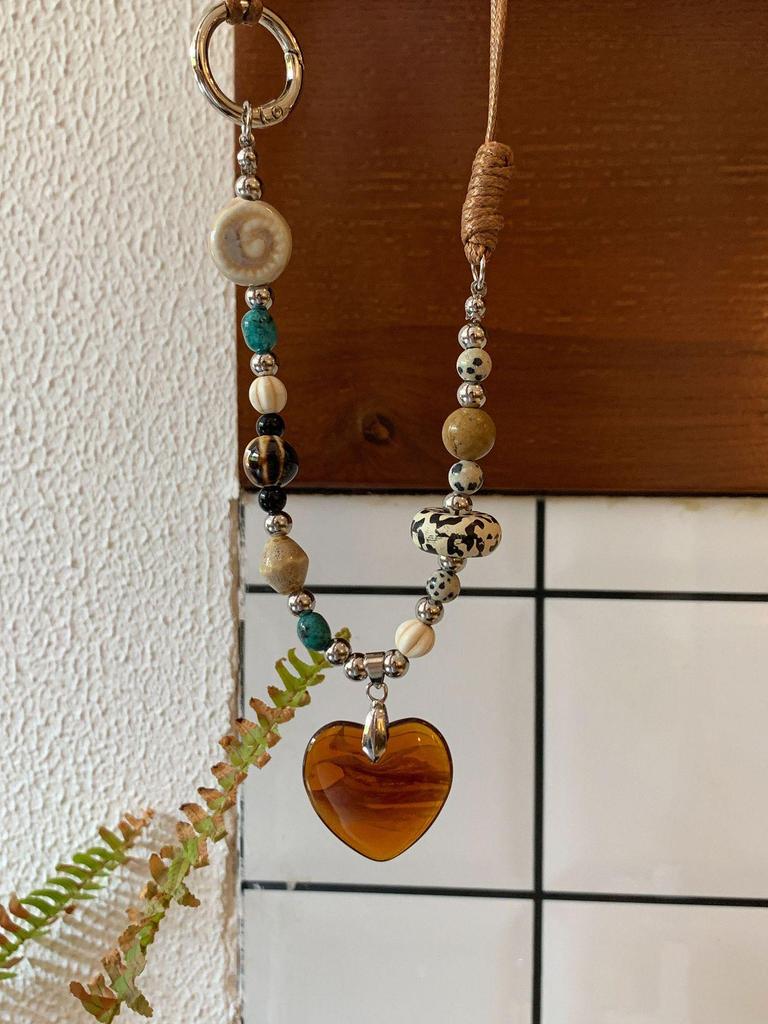 Винтажное керамическое ожерелье с подвеской в виде сердца с бусинами - Минималистичная роскошная цепочка для ключицы