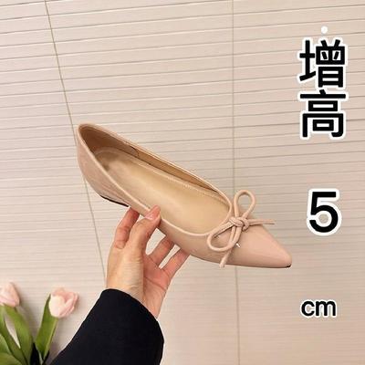 Темпераментные балетки, нежная обувь, новые остроносые французские туфли с мелким вырезом, женские туфли-лодочки с бантом и скрытой платформой