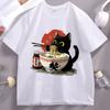 Кавайная футболка RaUnisex с кошкой, смешная футболка с азиатской едой, унисекс, женская, хлопковая, с коротким рукавом, с круглым вырезом, уличная одежда, удобная