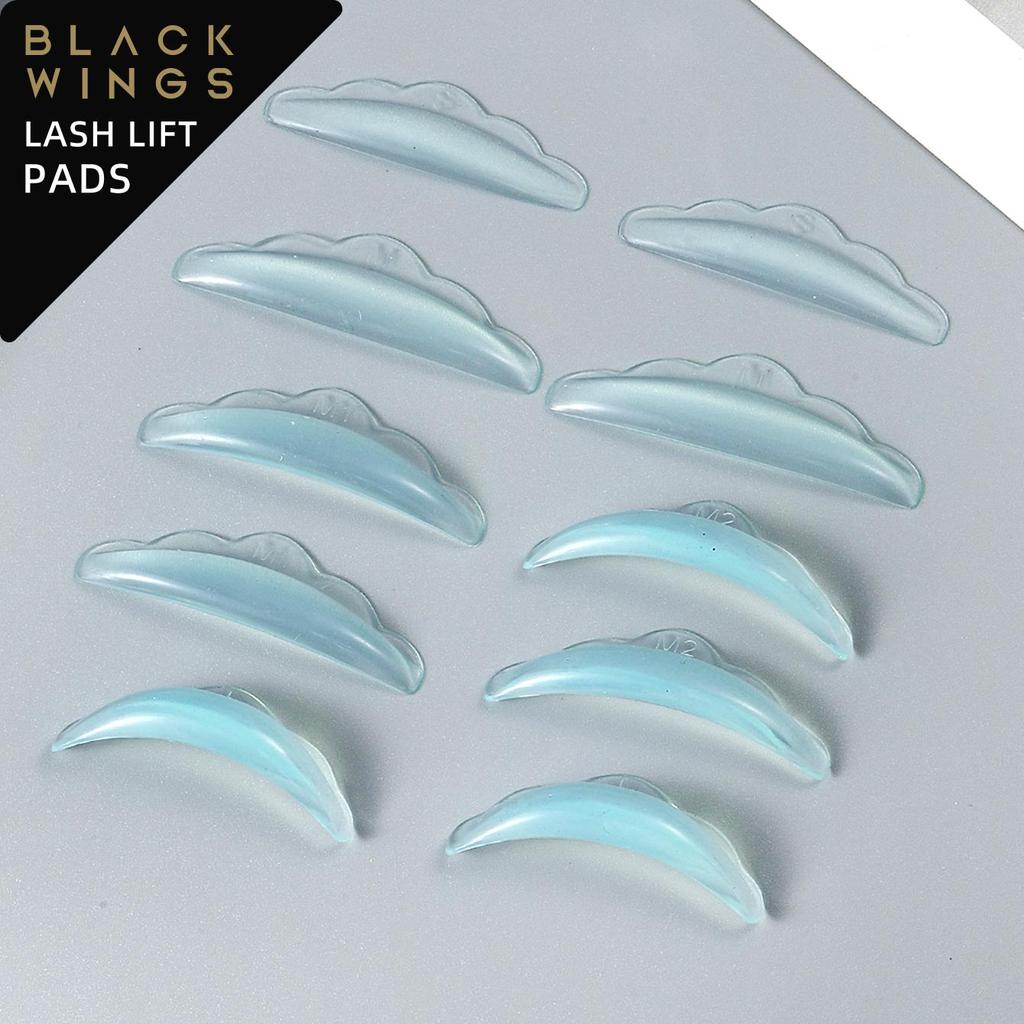 BLACKWINGS 5 Pairs Eyelash Perm Silicone Pads, Curling Pads for Lash Lift, with Size Guide Chart, Hypoallergenic Reusable Accessories