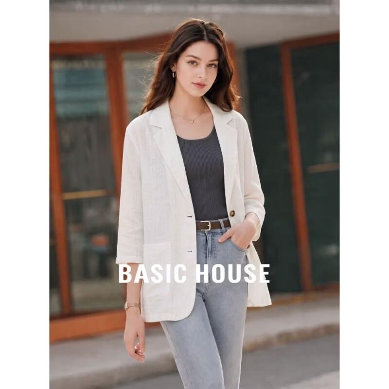 Базовый женский костюмный пиджак Basic House с длинным рукавом из льна