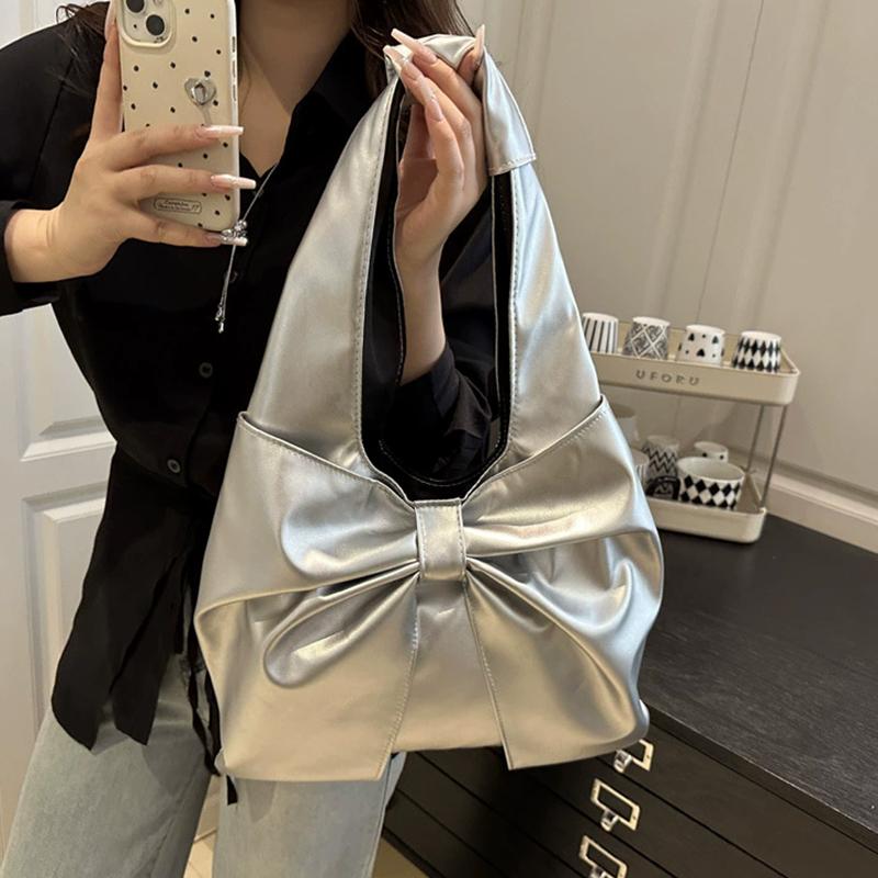 Повседневная наплечная сумка для женщин Новая милая и простая сумка подмышку Дизайн с бантом Большая вместимость Сумка CLE